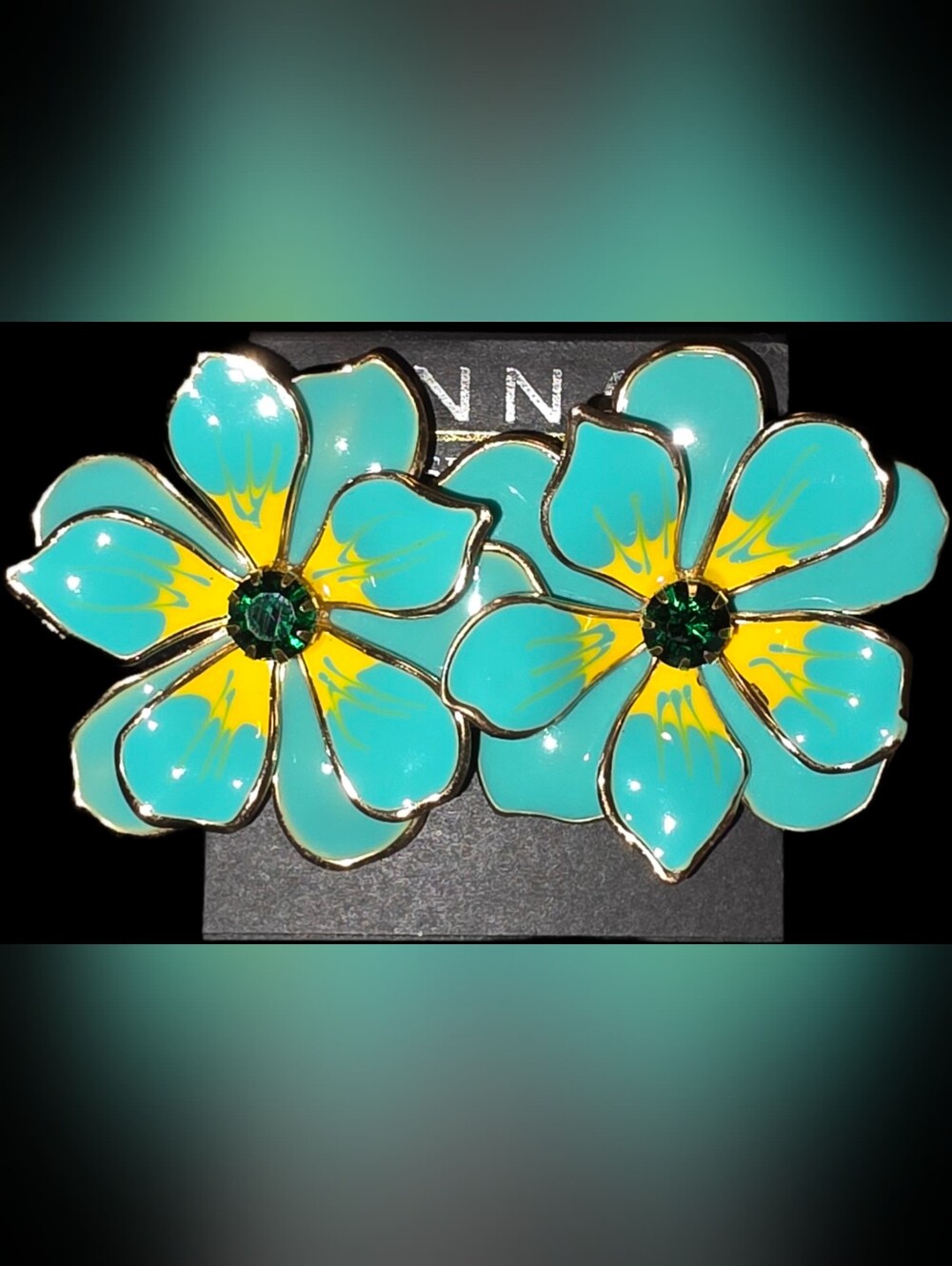 Turquoise & Yellow Floral Earrings